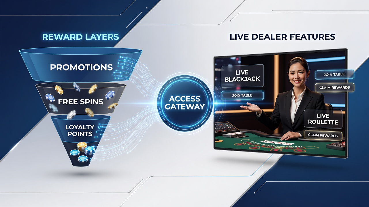 Mobile Schnittstelle mit Live-Dealer-Integration und gestaffelten Belohnungen