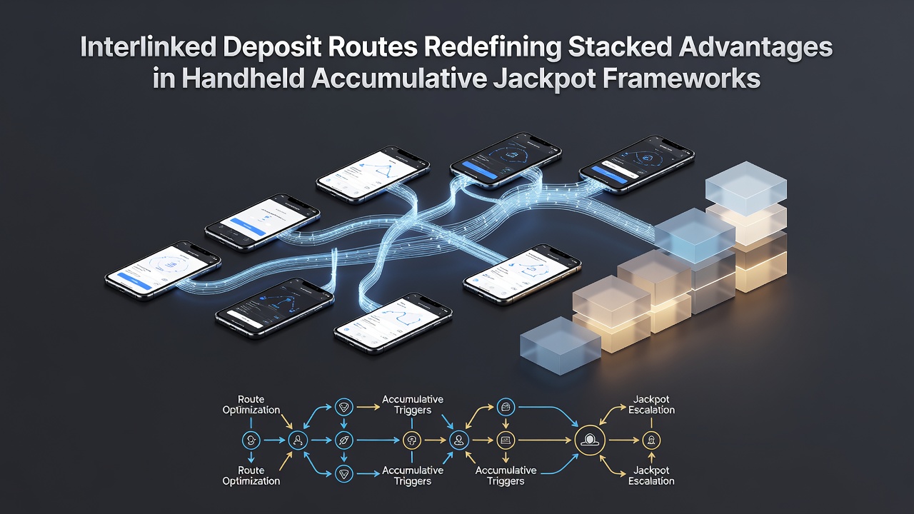 Mobile Schnittstelle zeigt gestapelte Vorteile durch vernetzte Einzahlungsrouten in einem accumulativen Jackpot-Framework