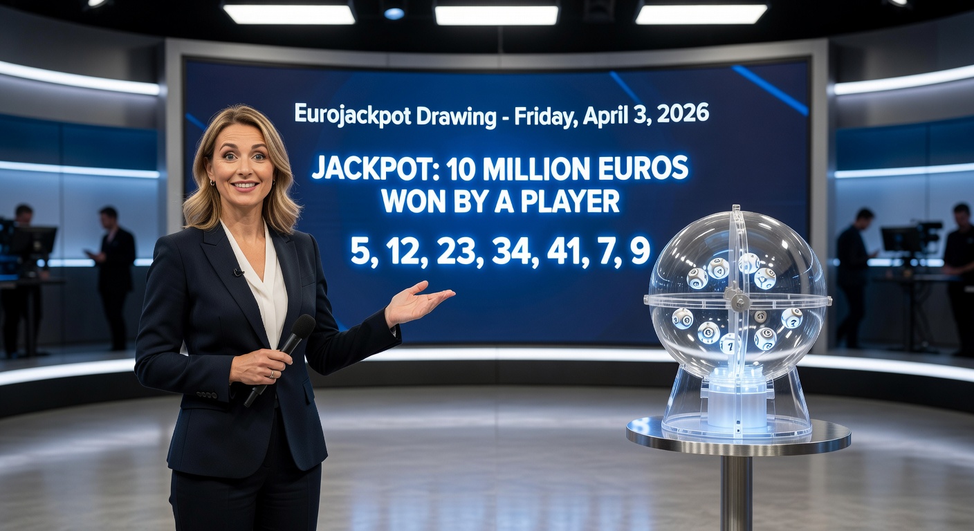 Eurojackpot-Ziehungsrad mit Zahlenkugeln und konfettiartigem Effekt, symbolisierend den Gewinnmoment