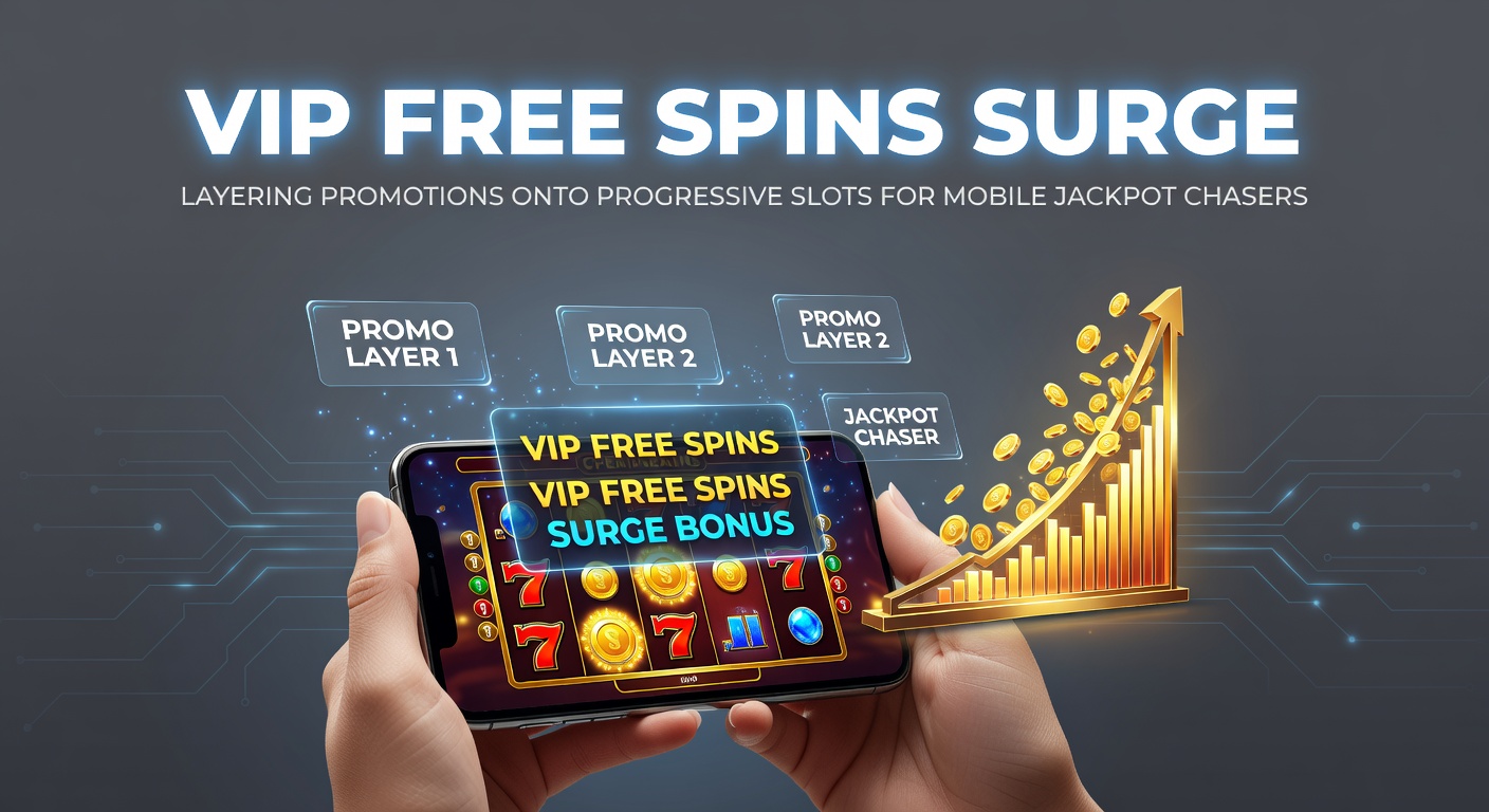 Smartphone mit leuchtenden Free-Spins-Symbolen auf einem progressiven Slot, umgeben von VIP-Elementen wie Kronen und Jackpot-Zählern